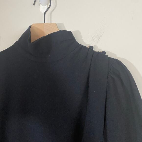 VTG 1960s Francesco de Leo Black Long Sleeve Wrap Overlap Dress Sz S** - Picture 3 of 13